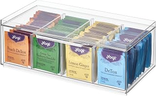 XL Tea Bag Organizer, Clear, 4-Section