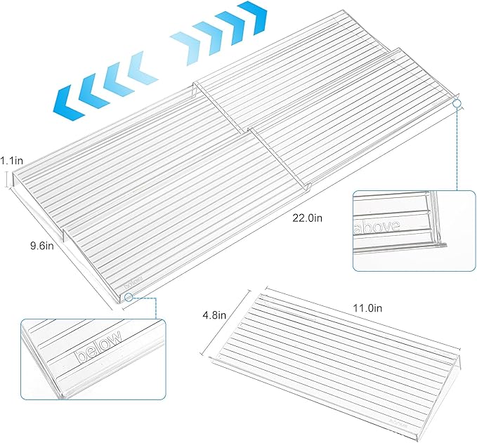 Spice Drawer Organizer, 8 Pcs Clear Acrylic Drawer Seasoning Organizer, Expandable From 11'' to 22'' Kitchen Spice Rack for Drawer, Ideal for Kitchen Spice Organization (Jars not included)