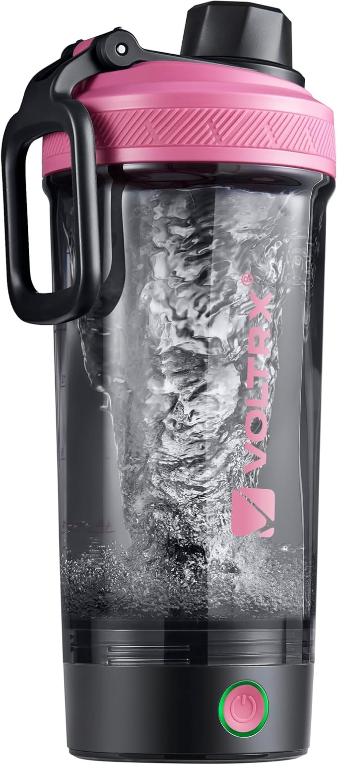 VOLTRX Shaker Bottle, Gallium USB C Rechargeable Electric Protein Shake Mixer, Shaker Cups for Protein Shakes and Meal Replacement Shakes, BPA Free, Made with Tritan, Neon Pink, 20oz