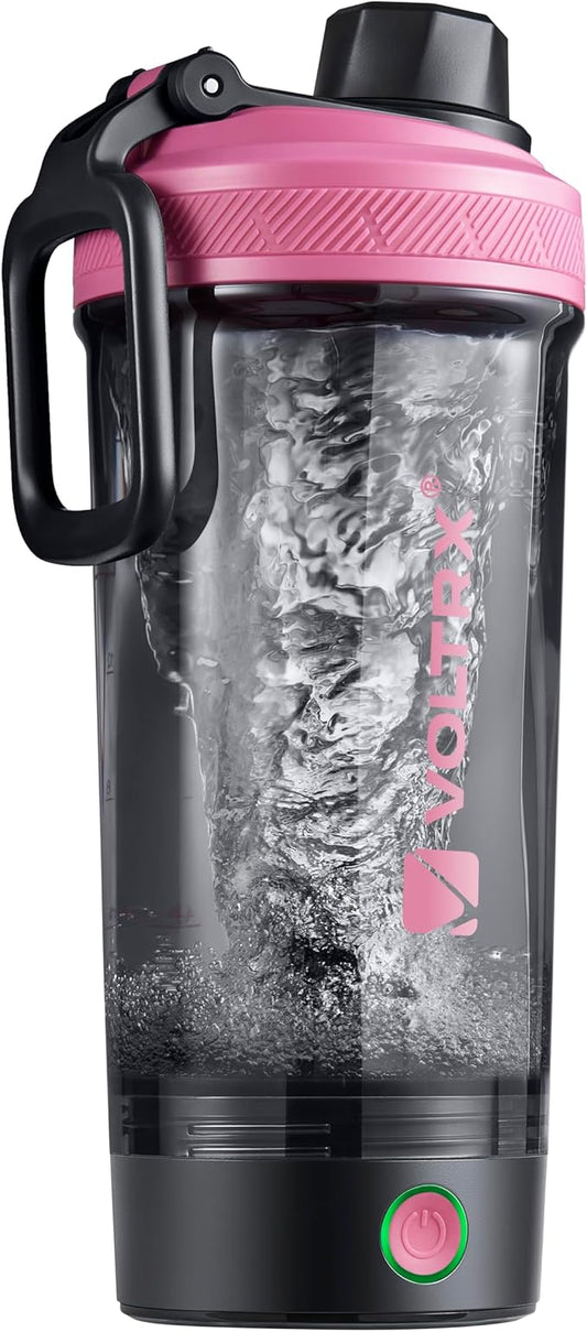 VOLTRX Shaker Bottle, Gallium USB C Rechargeable Electric Protein Shake Mixer, Shaker Cups for Protein Shakes and Meal Replacement Shakes, BPA Free, Made with Tritan, Neon Pink, 20oz