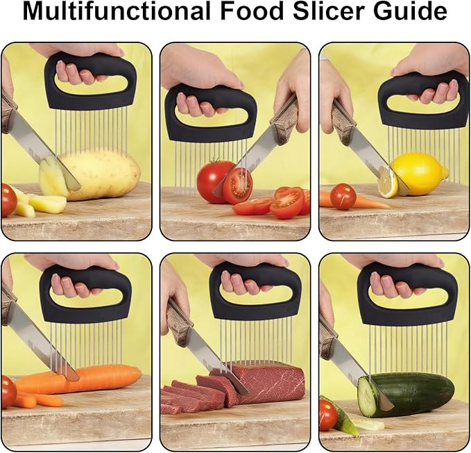 2pcs Onion Holder for Slicing, Extra-Large Onion Slicer Tool Kit with 16 Long Needles & 10 Long Needles Vegetable Chopper Cutter Kitchen Appliance Gadget Utensils for Tomatoes Potatoes Meat Tenderizer