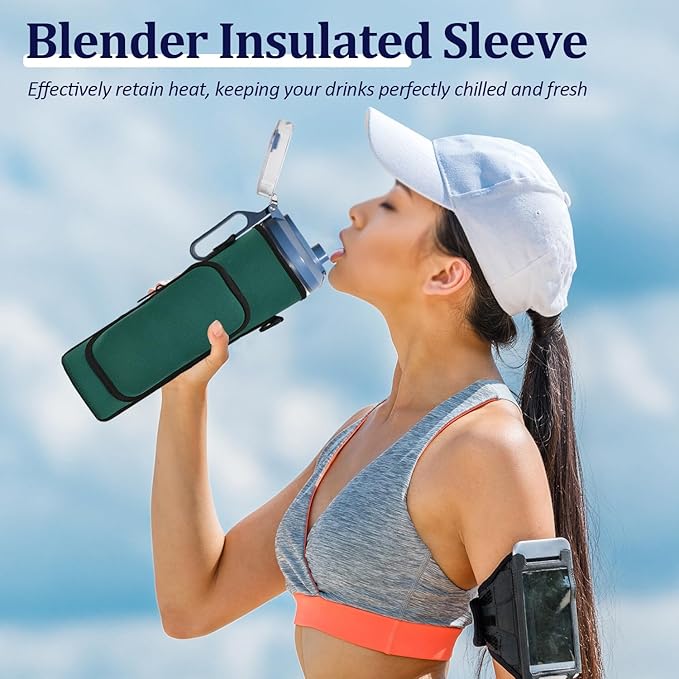 Storage Sleeve Bag for Ninja Blast Max Portable Blender with Shoulder Strap and Accessory Pocket compatible with BC251NV/BC251IV/BC251GY/BC251MT/BC251PK/BC251LD/BC251SL, 22 oz (Dark green)