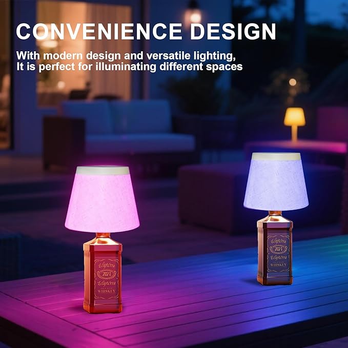 Wireless Bottle Lamp,Small Bedside Table Lamp,RGB LED Bottle Light with Remote Dimmable(RGB White Gray, 1pc)