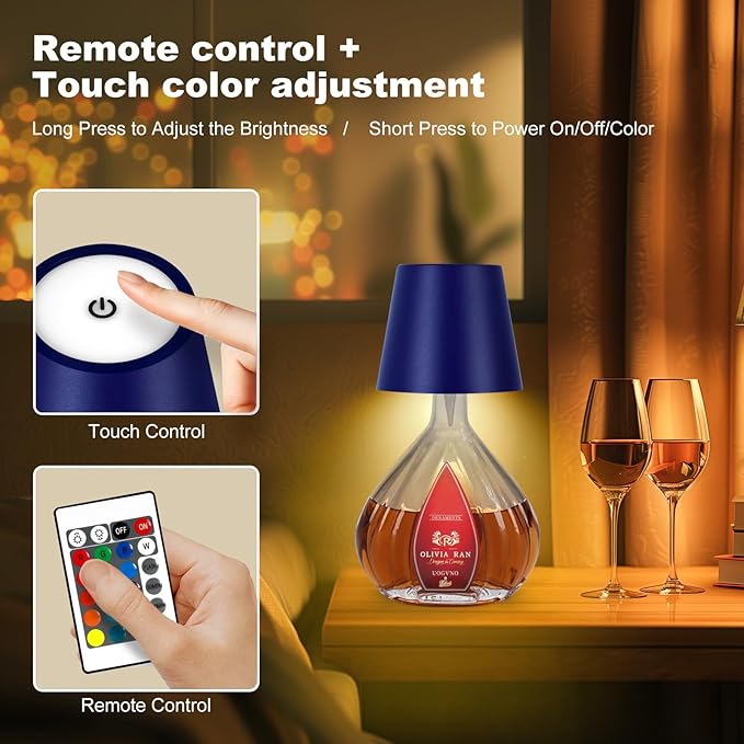2026 New Wireless Bottle Lamp,RGB LED Bottle Light with Remote(RGB Sapphire Blue, 1pc)