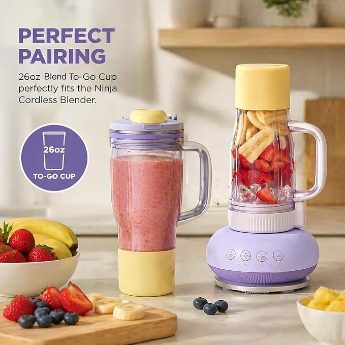 26oz Replacement Tumbler Cup for Ninja BlendBOSS, Leakproof Travel Blender Cup with Handle & Flip Cap Compatible with Ninja BlendBOSS DB351 Series (Lavender)