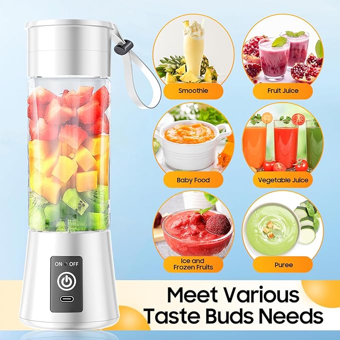 2026 Newly Upgraded Portable Smoothie Blender - Cordless Personal Blender Type-C Rechargeable, 13Oz Juice Cup BAP Free, 20,000Rpm Speed Powerful Blending, Freshly Squeezed in Sports/Office