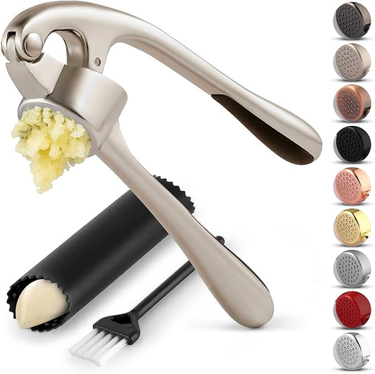 Zulay Kitchen Stainless Steel Garlic Press Set - Silver
