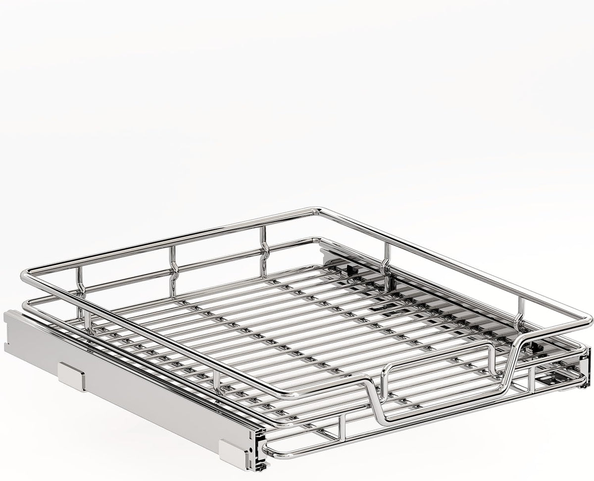 Kitchen Cabinet Pull Out Shelf and Drawer Organizer Slide Out Pantry Storaqe Basket in Multiple Sizes (17" W x 18" D,1 Tier)