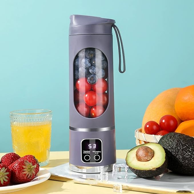 Digital Multimode Juicer Blender - Smart LED Display, Diet-Friendly，Leak Proof Design for Smoothies Liquid Diet, Shakes & Food, 12 Blades | 3-Speed 450ml Portable Blender (Purple)