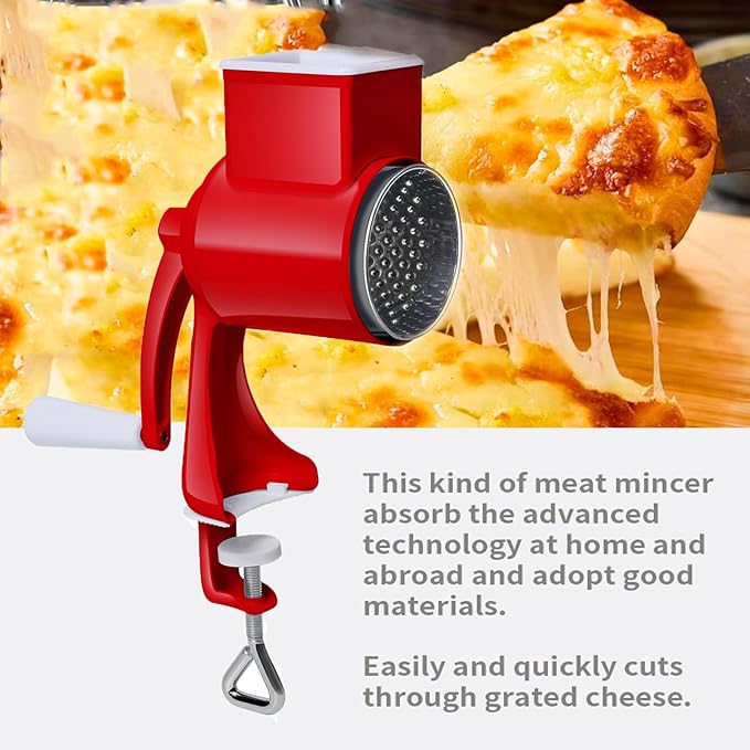 Manual Nut Chopper Grinder, Rotary Cheese Grater Hand Crank Cheese Shredder Multifunctional Dried Fruit Crusher Peanut Masher Grinding Device for All Nuts Walnut Pecan Double Sword White