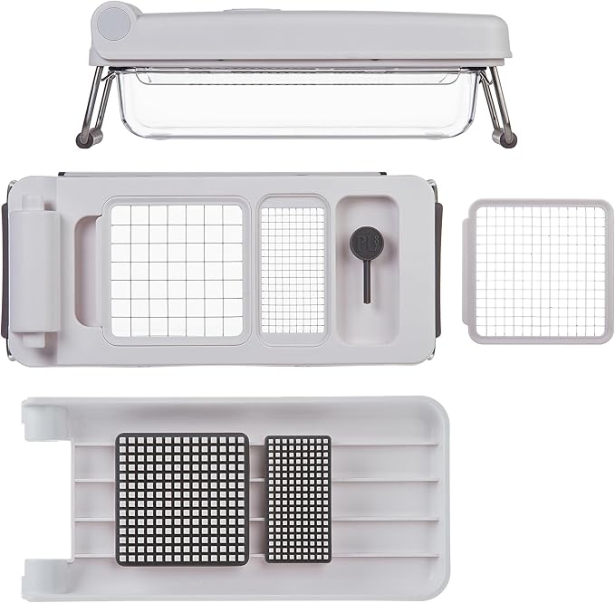 PL8 Professional Chopper, White - Multi-Functional Vegetable Chopper, Dicer, and Mincer with Sturdy Stainless Steel Frame, Perfect for Onions, Tomatoes, and More