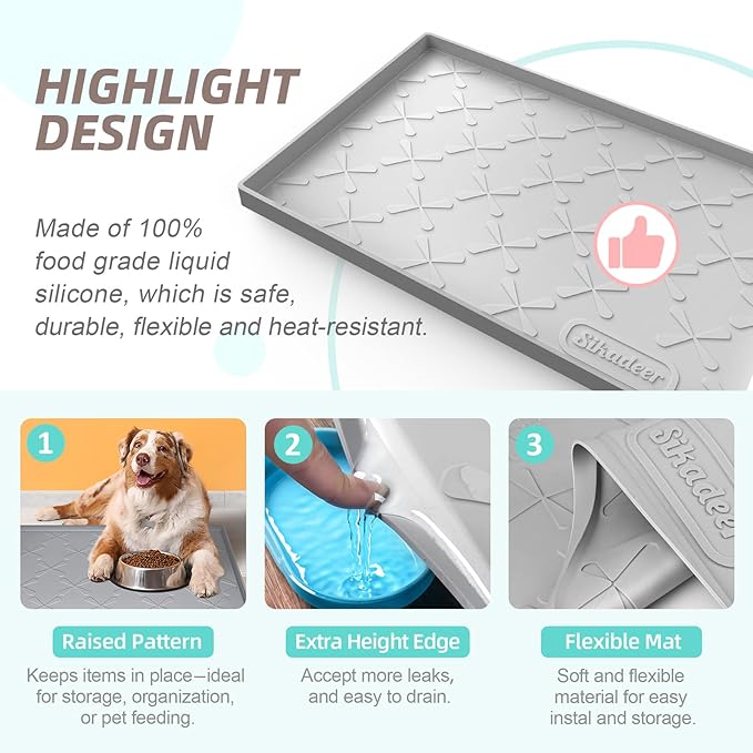 SIKADEER Under Sink Mat Waterproof 34" x 19", Silicone Mat Kitchen Drawer Shelf and Cabinet Liner, Sink Protector for Kitchen Organizers and Storage, Boot Tray Pet Food Mats