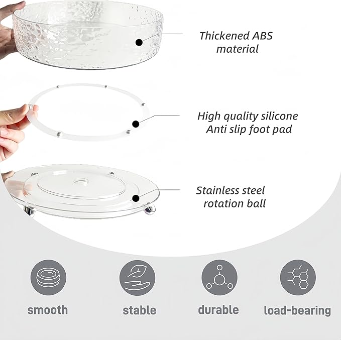 2Pcs Premium Lazy Susan Organizer,9&11in Turntable Organizer for Bathroom, Kitchen, Vanity, Countertop, Table Top, Cabinet, and Frige, Perfume, Skin Care, Makeup, Spice Organizer, 360° Rotating