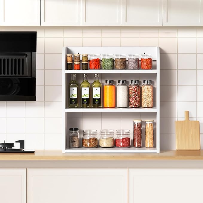 CRAFT 3 Tier Bamboo Spice Rack, White