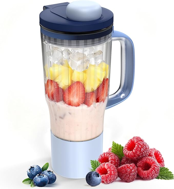 26oz Travel Tumbler Replacement for Ninja BlendBOSS Blender, Personal Smoothie Cup with Leakproof Lid Compatible with Ninja DB351& DB301 Series (Blue)