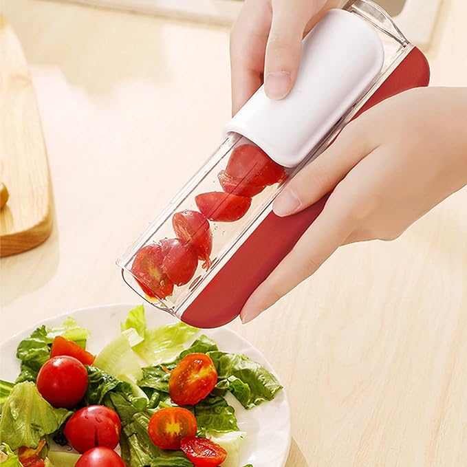 Tomato Slicer Multi-Function Grape Cutter Small Fruit Cutter Grape Kitchen Accessories Cake Decoration Tool Fruit Slicer (Green)