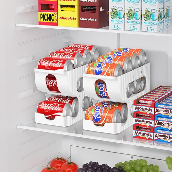 Sotfamily FIFO Soda Can Organizer for Pantry/Fridge, Automatic Rolling Pop Can Dispenser/Storage/Holder/Container for Refrigerator or 12" Deep Shelf, Space-Saving Drink Organizer for 24 Standard Cans