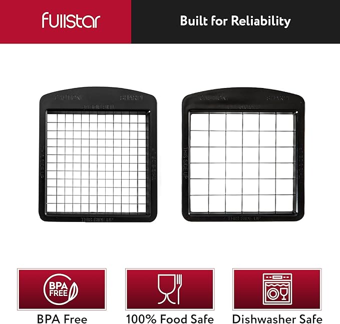Fullstar Blade Replacement Set – Only Compatible with Select Fullstar Vegetable Chopper Models – 2pc Insert Set for Large Dice (Potatoes, Apples) & Small Dice (Onions, Tomatoes) – 3.9 x 4.4 inches