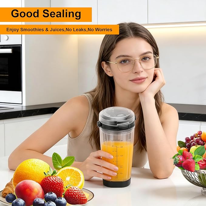 Sip Lid with Carry Handle Compatible with Ninja Blast Portable Blender BC100 & BC151 Series Cups 18 Oz Blending Vessel, Sip Seal Spout Lids, Dishwasher Safe, Leakproof Lid Accessories,
