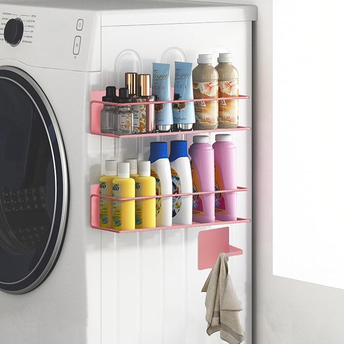 Magnetic Spice Rack For Refrigerator Magnetic Fridge Shelf For Kitchen Spice Organizer Magnetic Shelf For Fridge Space Saving Pink 4 Pack With Magnetic Paper Towel Holder