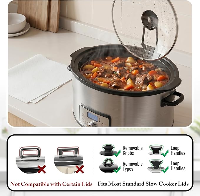 3 Pcs Slow Cooker Lid Holder Stainless Steel Stand Rack Hand Free Pot Lid Organizer, Stable and Non-Slip Design, Easy to Use & Space Saving, Fits Most Slow Cookers, Keeps Countertop Tidy