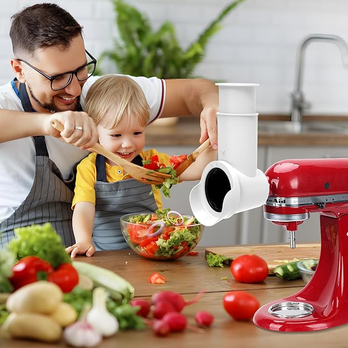 Slicer/Shredder Attachments for KitchenAid Stand Mixers, Food Slicers Cheese Grater Attachment, Salad Maker Accessory Vegetable Chopper with 3 Blades Dishwasher Safe