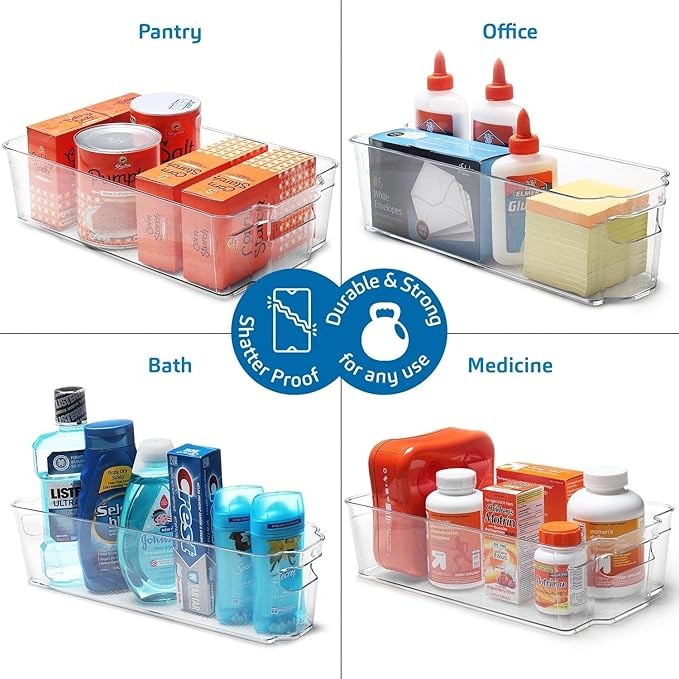Fridge Organizer - 6 Pieces refrigerator organizer bins - Pantry Organization and Storage for Fridge & Refrigerator- BPA Free Freezer Organizer Bins