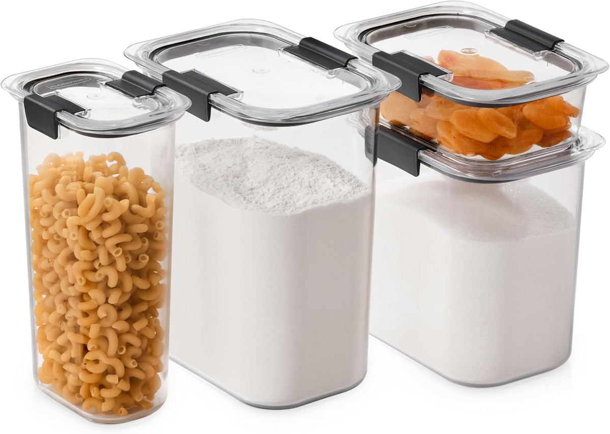 Brilliance Pantry Food Storage Container Set, BPA-Free, Airtight & Leak-Proof, Clear, 8-Piece, Dishwasher Safe