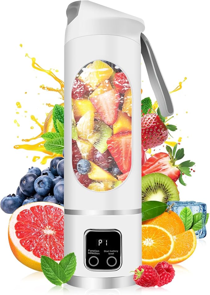 Portable Blender Personal Electric USB | 500ml Portable Juicer for Shakes and Smoothies | Small Blender for Mixing | Compact Convenient Versatile Kitchen Small Appliance for Home (White)