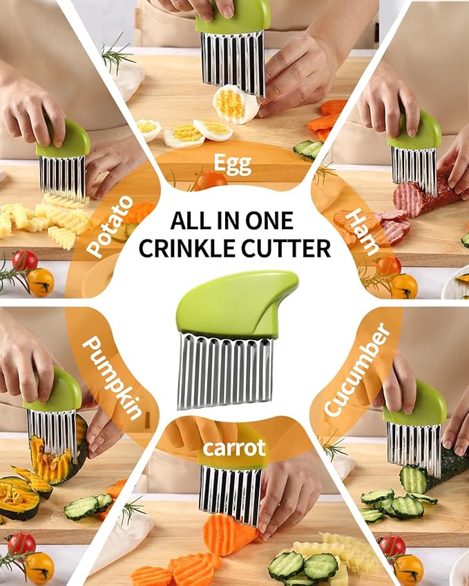 Crinkle Cutter Stainless Steel Potato Carrot Chip Vegetable Crinkle Wavy Chopper Cutter French Fry Slicer
