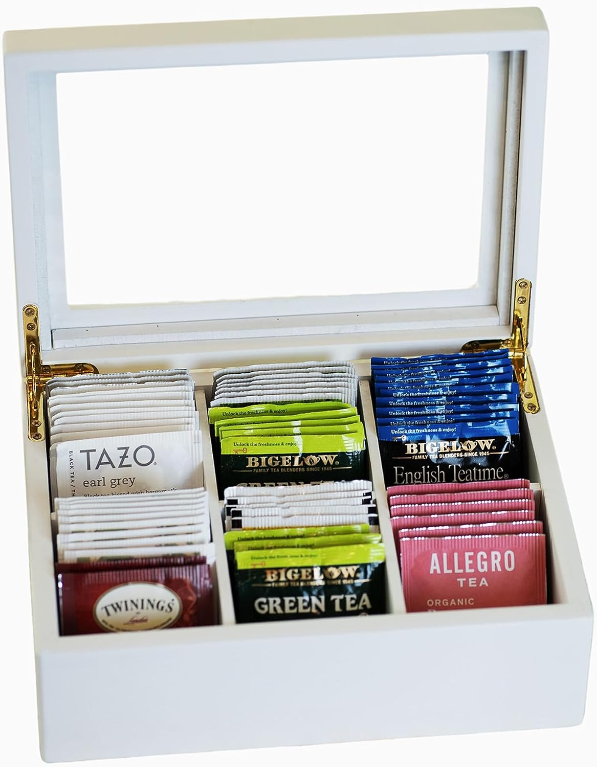 Wooden Tea Organizer For Tea Bags, White