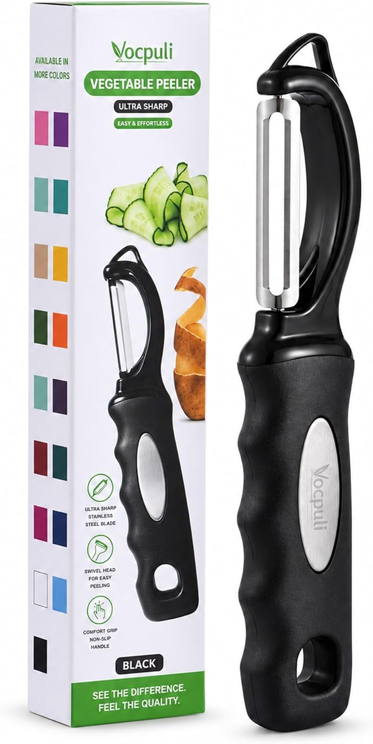 Swivel Vegetable Peeler for Kitchen w/Soft Grip Handle, Black-1pcs
