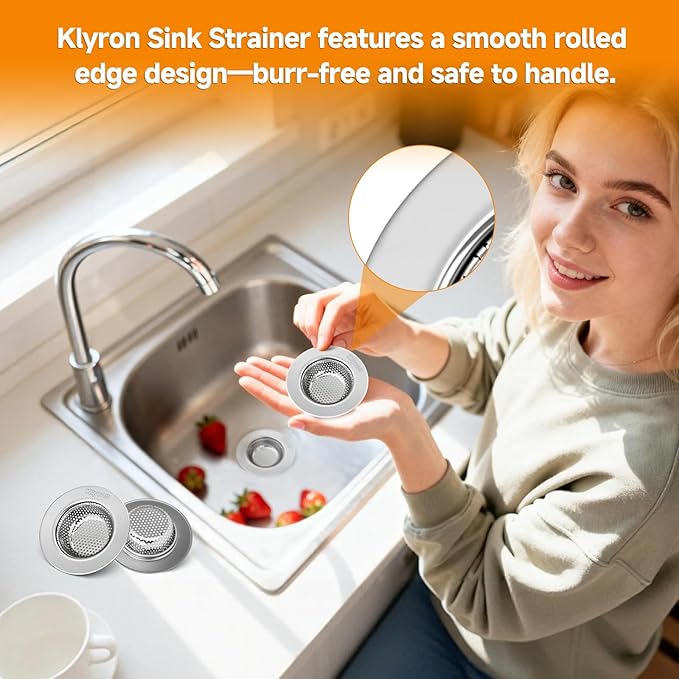 3-Pack Stainless Steel Kitchen Sink Strainer – 2026 Deep Basket Drain Filter, Rust-Proof Food Catcher, Smooth Edge, Fits 3.5" for Kitchen, Utility Sinks, Basins. Anti-Clog, Dishwasher Safe (4.5" OD)