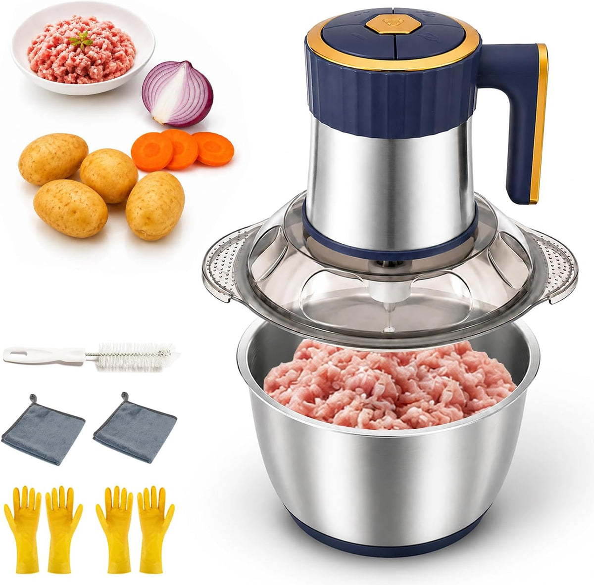 Food Processor, 5Qt Food Chopper Electric, 5-Speed Meat Grinder for Kitchen
