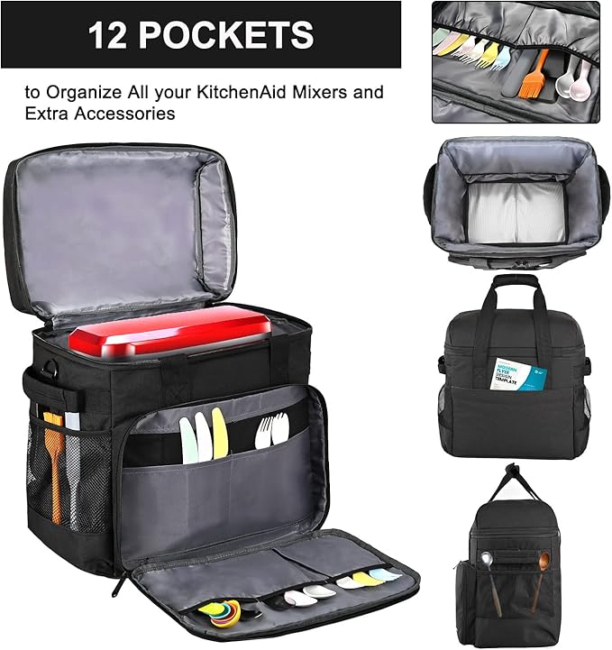 LEFOR·Z Stand Mixer Bag Compatible with KitchenAid Mixers (6-8 Quart),Padded Mixer Portable Storage Travel Carrying Case with Pockets Fits for Kitchen Aid Accessories and Attachments,Bag Only
