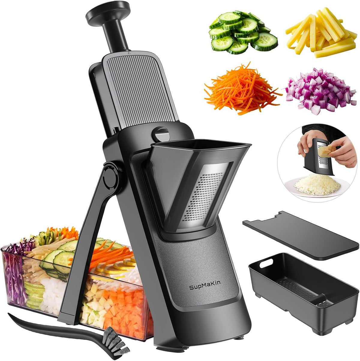 Safe Mandoline Slicer Pro, Vegetable Slicer Chopper with Container