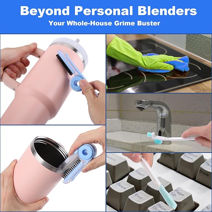 XANGNIER 7 Pcs Personal Blender Cleaning Brush Set for Portable/Smoothie/Small/Mini and All Personal Blenders - Non-Scratch Personal Blender Cleaning Tool Deep Clean Cups,Blades,Lids & Seals