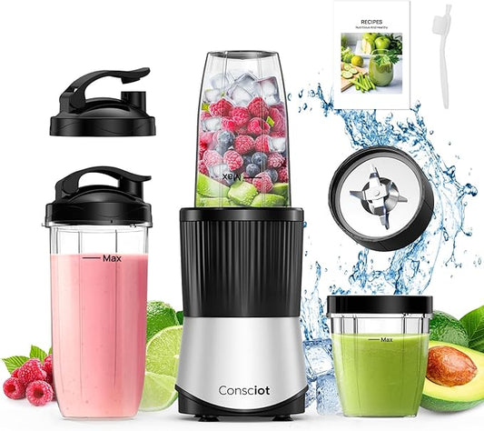 CB08 11-Piece Blender for Kitchen and Personal Size, Blend Shakes and Smoothies