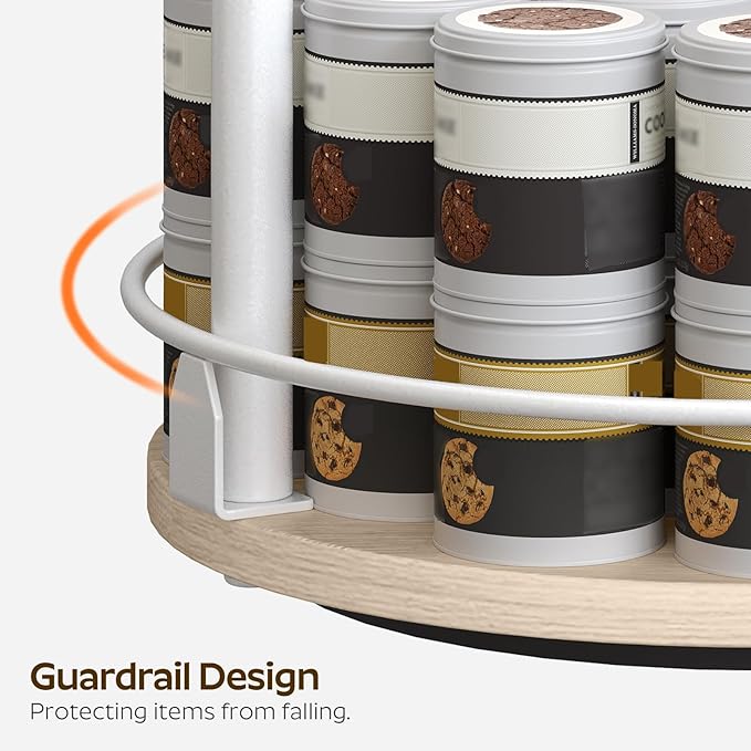 Lazy Susan Organizer, Rotating Spice Rack, White and Light Oak SR22WG