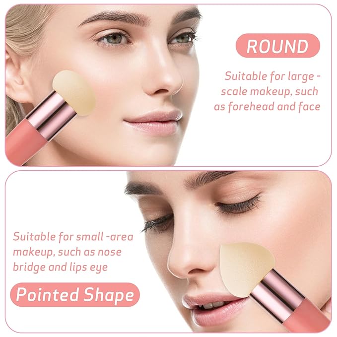 Sibba Makeup Sponge 3 PCS Cosmetic Brush Foundation Make Up Concealer Blending Cosmetic Mini Angled Brush Applicator Handle Artist Applying Make-Up Eyebrow Face Powder Make Up Puff(rose red)