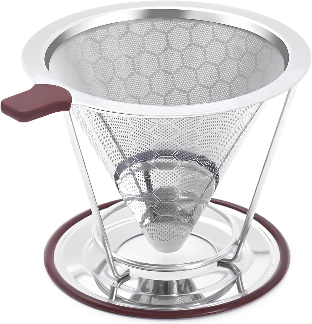 Pour Over Coffee Dripper, Stainless Steel Filter,Easy to Clean Paperless pour over coffee maker,Reusable Filter,Cone Dripper with Removable Cup
