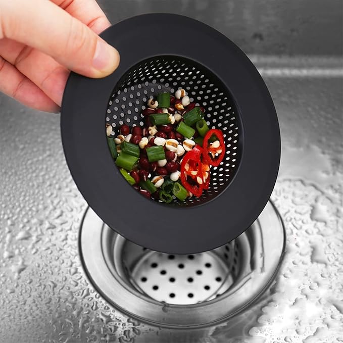 2 Pcs Black Stainless Steel Mesh Sink Drain Strainer, 2.75" Top/1.66" Kitchen Filter Trap Basket,Large Food Catch for Bathroom Bathtub Wash basin Floor drain balcony RV Drain Hole Electroplated Coatin