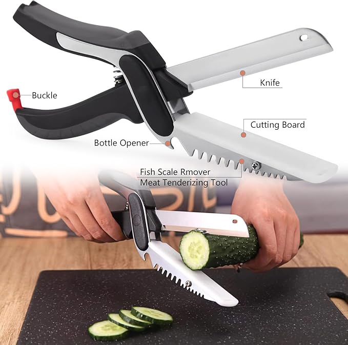 Vegetable Slicer Cutter Kitchen Cutting Board Scissors Knife Comb for Food,Veggie,Fruit,Meat,Salad,Carrot,Potato,Tomato,Melons,Easy Use and Dishwasher Safe Tomato Knife