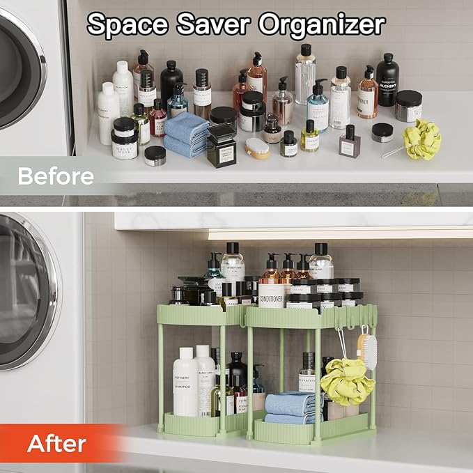 Ukeetap 2 Pack Multi-Purpose Pull-Out Storage Organizers, Under Sink Organizers and Storage for Bathroom & Kitchen