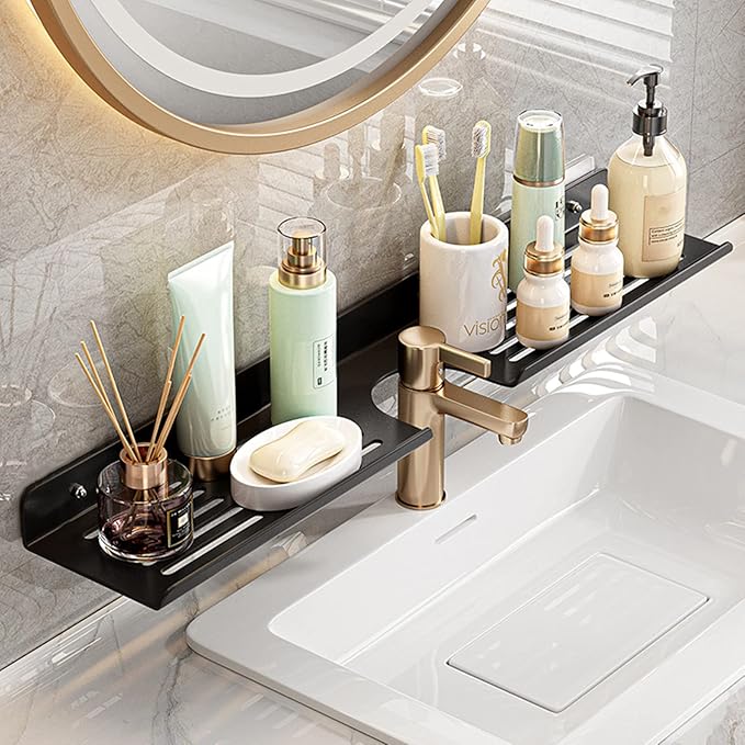 ROYALITA 24 Inch Acrylic Bathroom Shelf Organizer Over The Faucet, Over The Sink Shelf Room Decor, Bathroom Countertop Organizer Kitchen Above Sink Drain Shelf