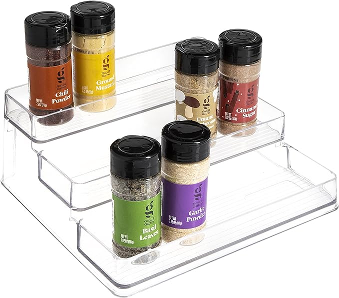 SIMPLEMADE 3-Tier Spice Rack Organizer - Versatile Storage Shelf for Kitchen, Bathroom, Bedroom & Office, Set of 1, Clear