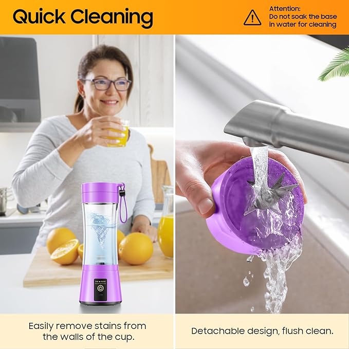 Cordless Personal Size Portable Blender - 380Ml Blender Smoothies and Shakes, BPA Free Traveling Juice Cup with Powerful Blending, Freshly Squeezed in Sports/Travel/Home