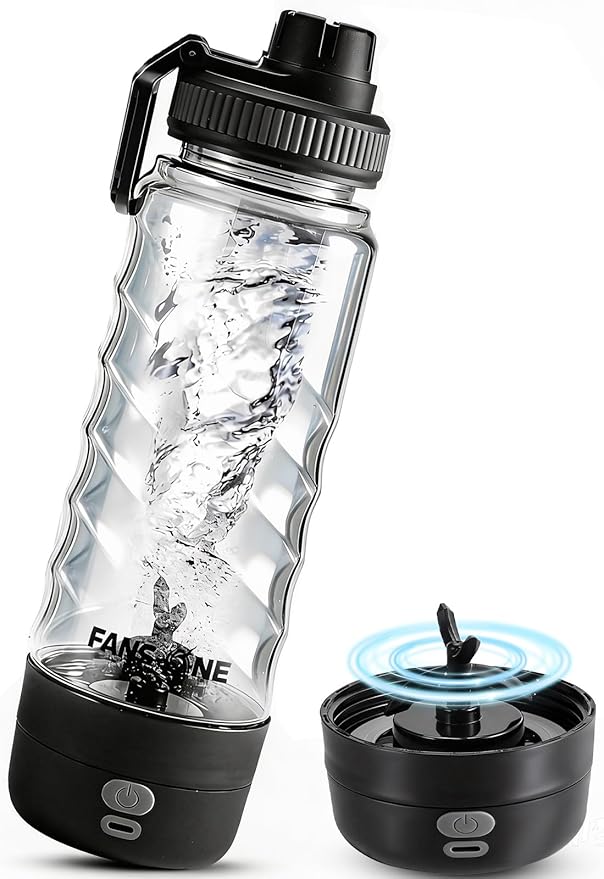 FANS-ONE Electric Protein Shaker Bottle, 24 oz USB C Rechargeable Electric Mixer, Shaker Cups for Protein Shakes and Meal Replacements, Portable Blender Self Mixing Cup for Gym Workout, Transparent