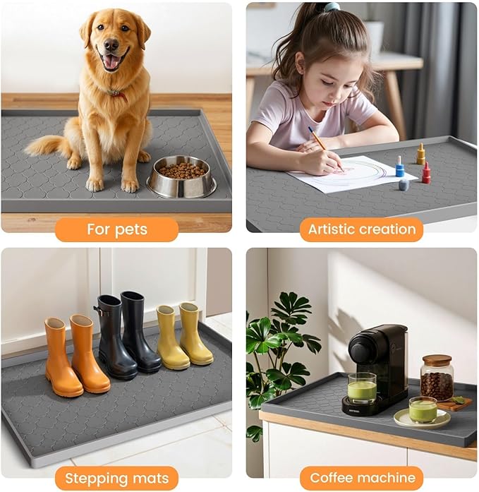 Jin&Bao Waterproof Under Sink Mat 34" x 22", Thick Silicone Mat Cabinet Protector for Kitchen and Bathroom, Shelf Liner, Home Organizer and Storage, Multipurpose Tray for Gadgets and Essentials