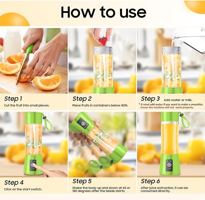 Personal Blender for Shakes and Smoothies - 2026 New Upgrade Cordless Portable Blender USB Rechargeable, 380Ml BAP Free Cup, Freshly Squeezed for Picnic/Sports, 20000Rpm/Min Speed